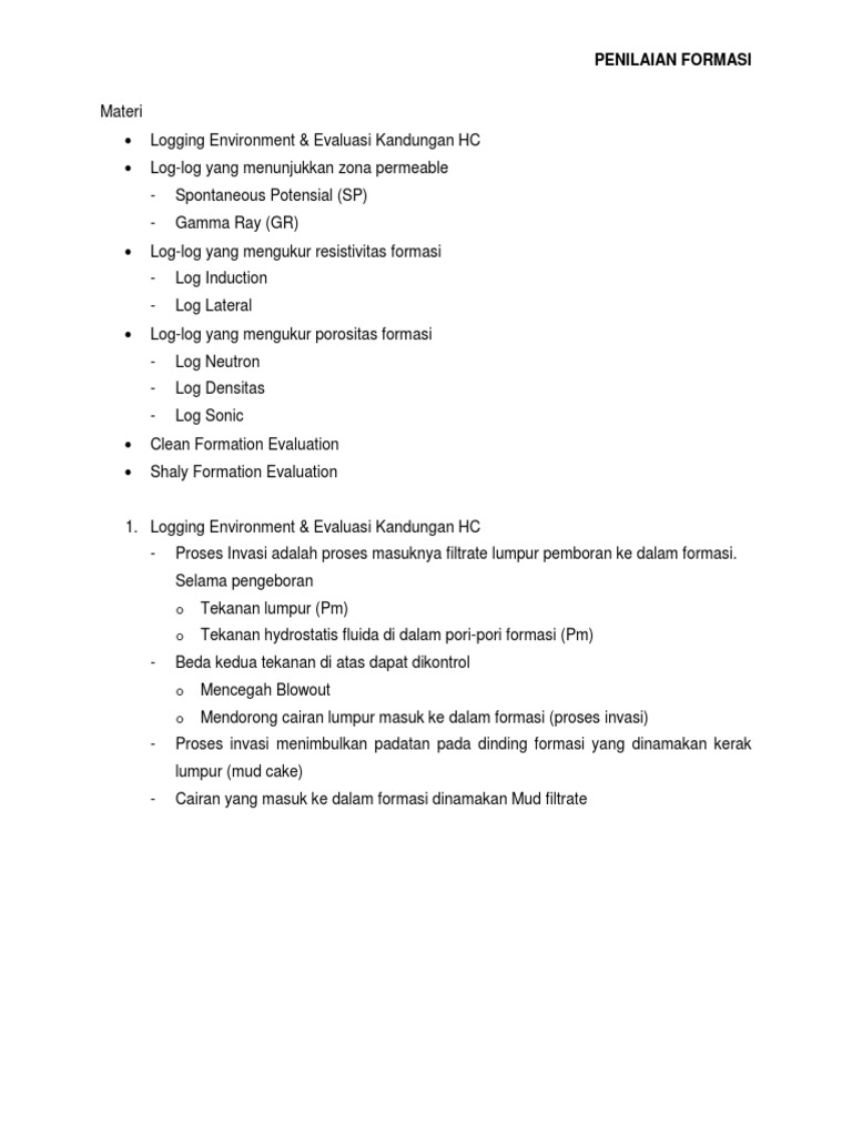 Materi Logging Environment Dan Evaluasi Kandungan HC | PDF | Kajian ...