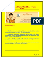 Tamil Muhurtham / Wedding Dates - 2014: Please Note