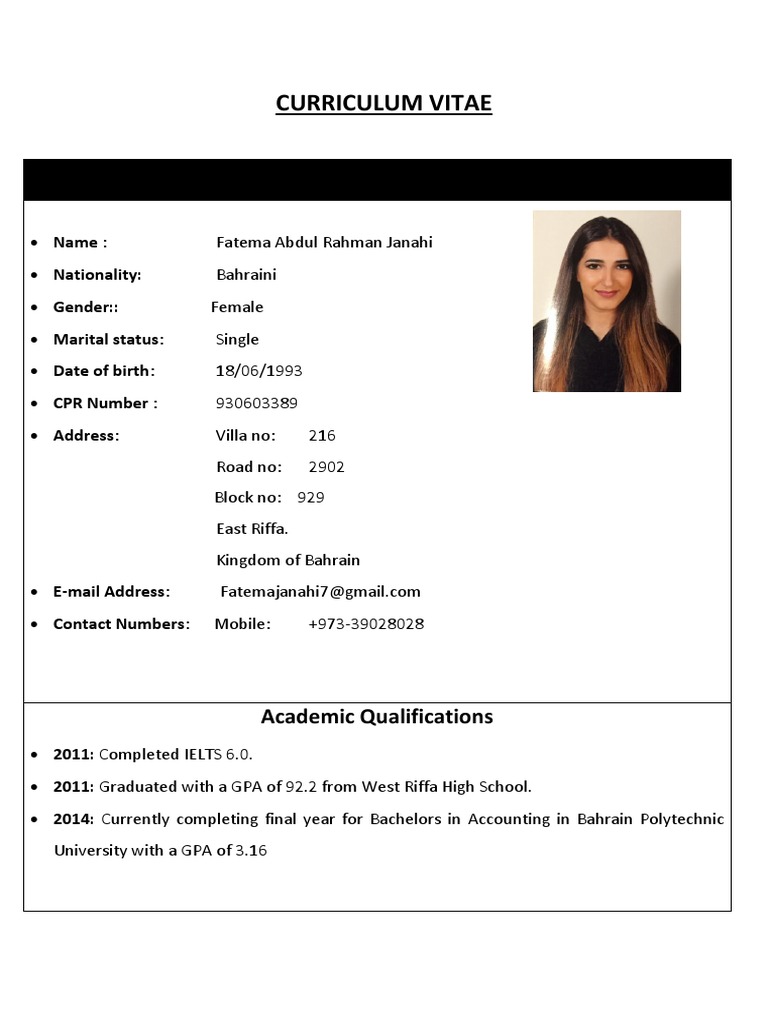 Bahraini Accounting Graduate CV | PDF
