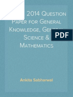 JSTSE 2014 Question Paper For General Knowledge, General Science & Mathematics