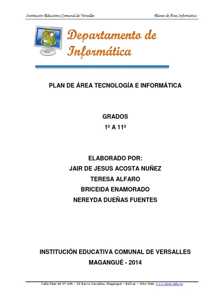 Plan de Area Informatica Primaria | PDF