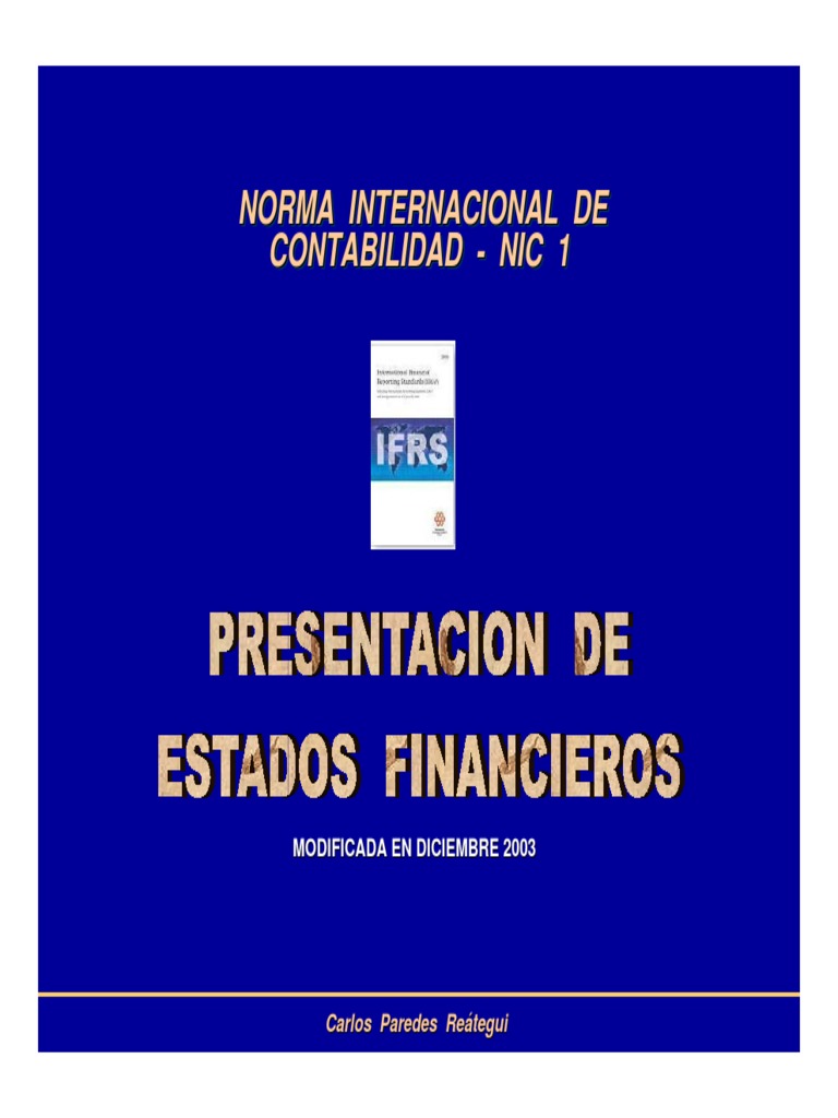 NIC 1: Presentación de Estados Financieros | PDF | normas ...