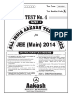 JEE Main 2014 - Test 4 (Paper I) Code A