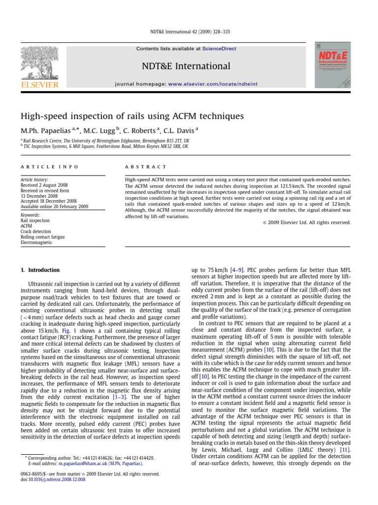 High-Speed Rail Inspection with ACFM | PDF | Nondestructive Testing ...
