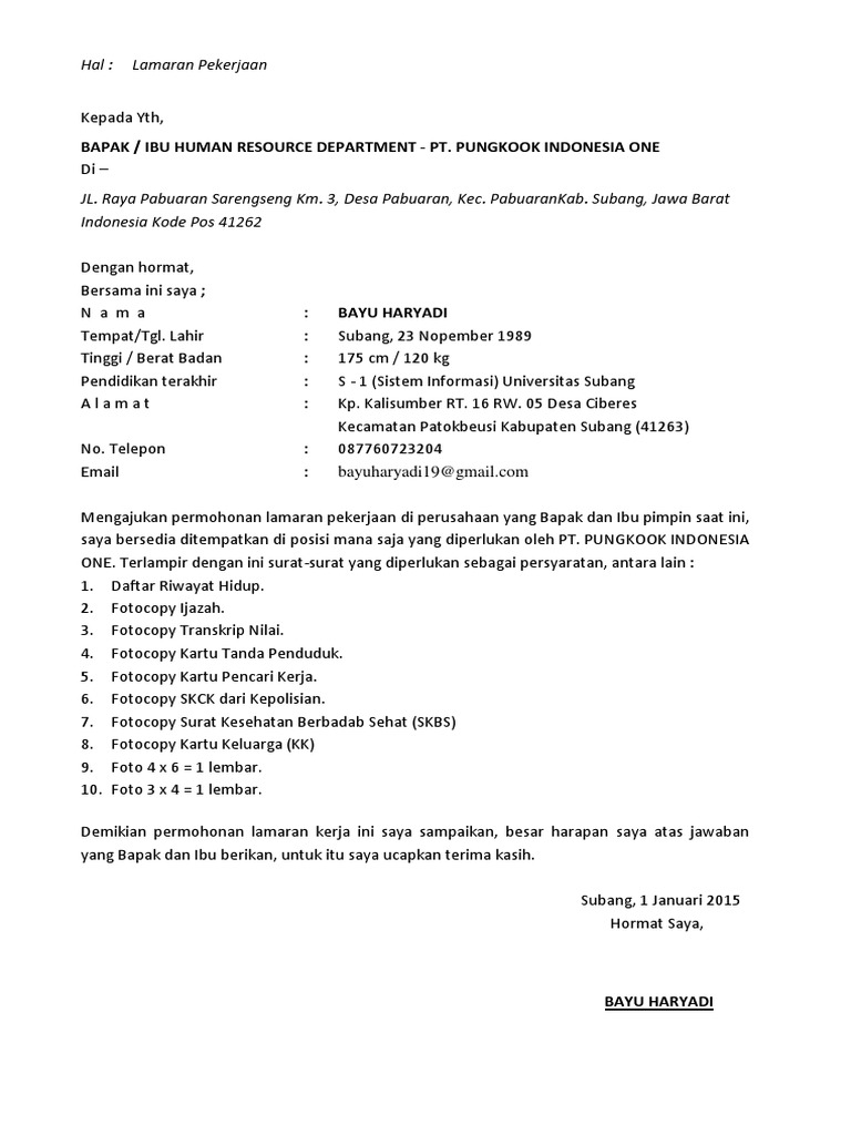 Lamaran Kerja