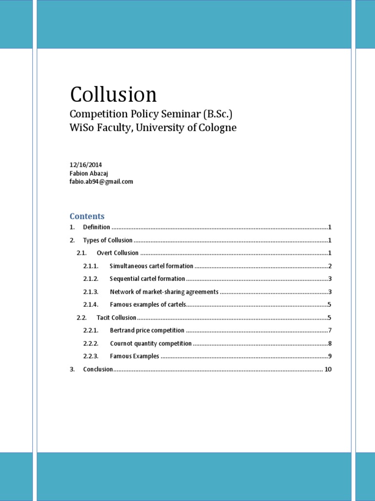 Collusion Cartel Profit (Economics)
