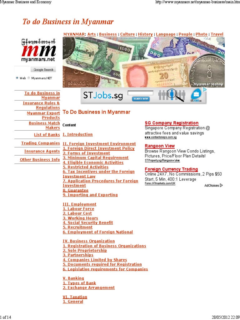 Myanmar Business And Economy Pdf Partnership Taxes - 