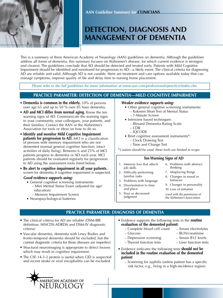 Dementia Guideline PDF Dementia Alzheimer's Disease