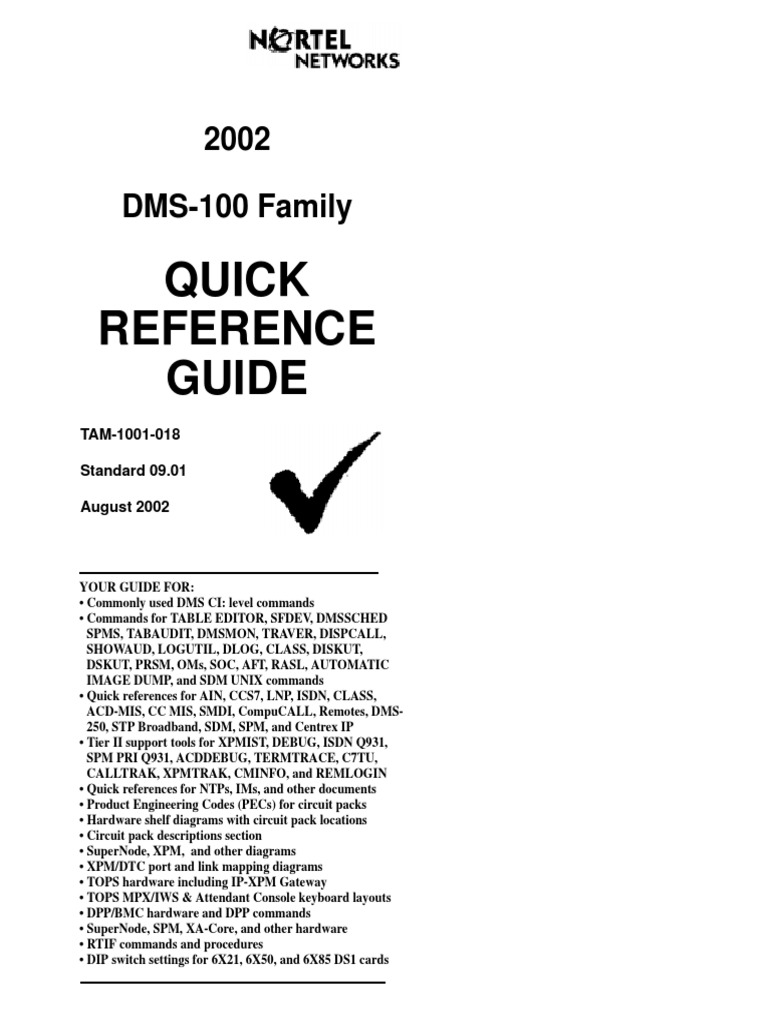 Dms100 Quick Ref Guide | PDF | Telephone Exchange | Computer Network