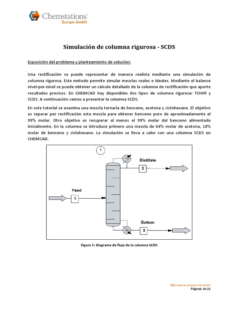 Simulación de columna SCDS en CHEMCAD | PDF | Destilación | Química Física