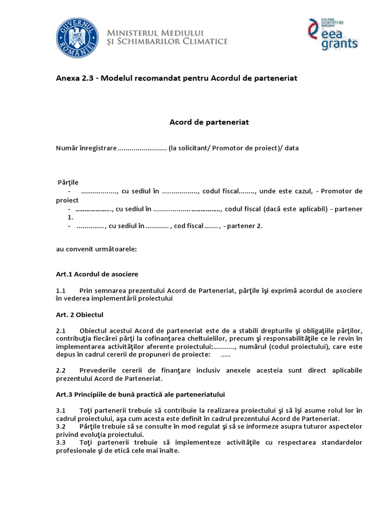 Anexa 2 3 Model Acord De Parteneriat