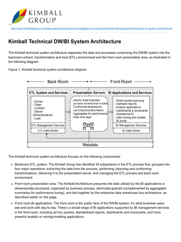 Kimball DW/BI System Architecture Overview | PDF | Data Warehouse ...