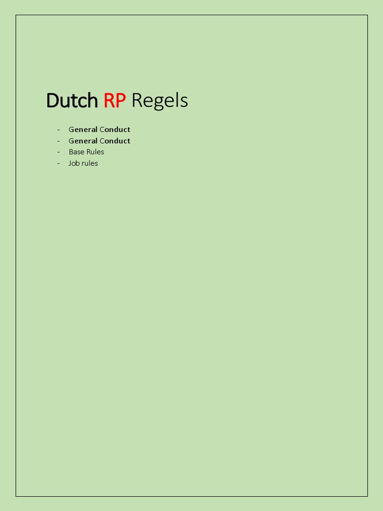 Dutch RP Regels PDF | PDF | Swat | Violence