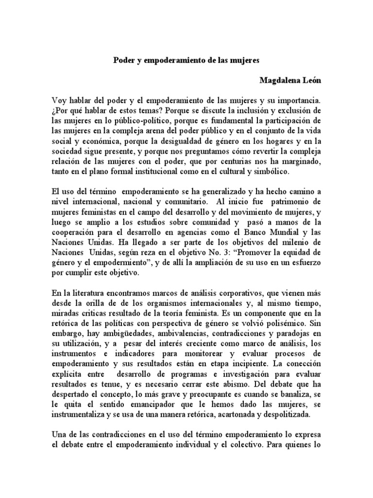 Poder y Empoderamiento de Las Mujeres | PDF