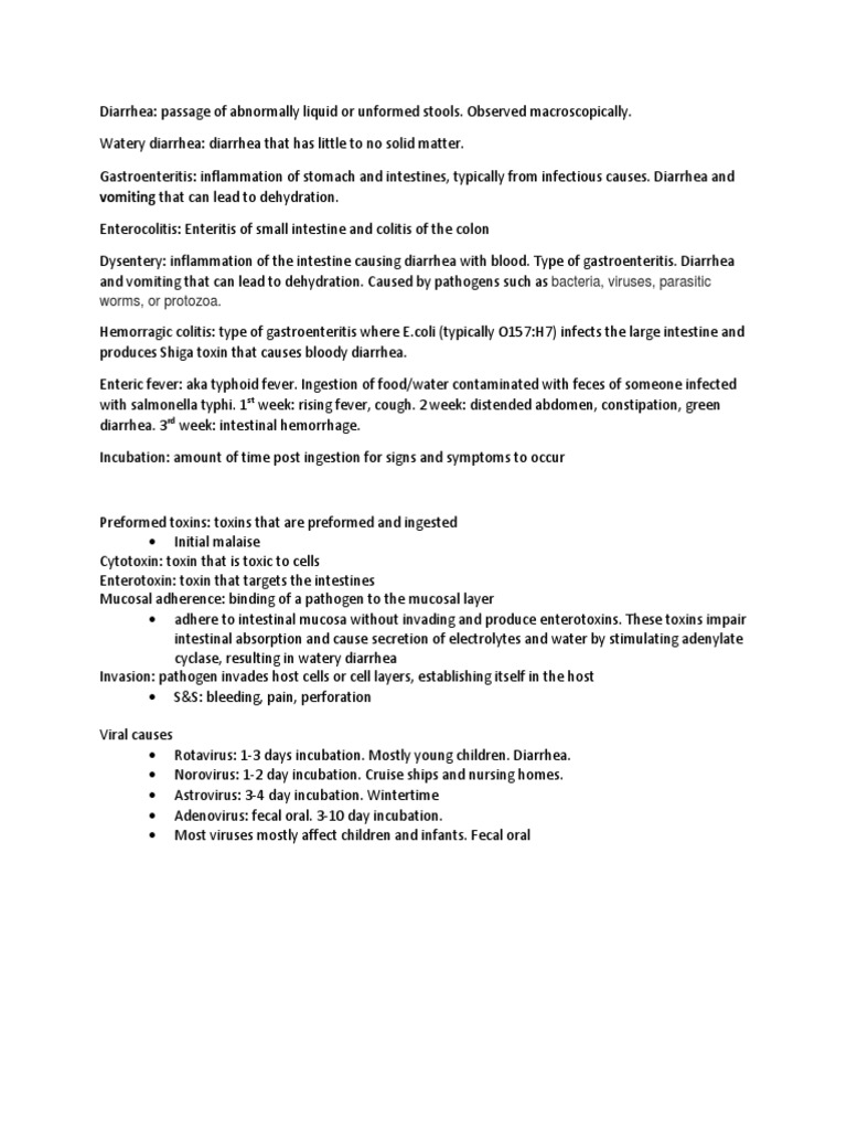 Diarrhea Definitions and Notes | PDF | Diarrhea | Gastrointestinal Tract