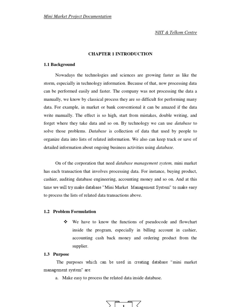 Mini Market Project Documentation | PDF | Database Transaction | Databases