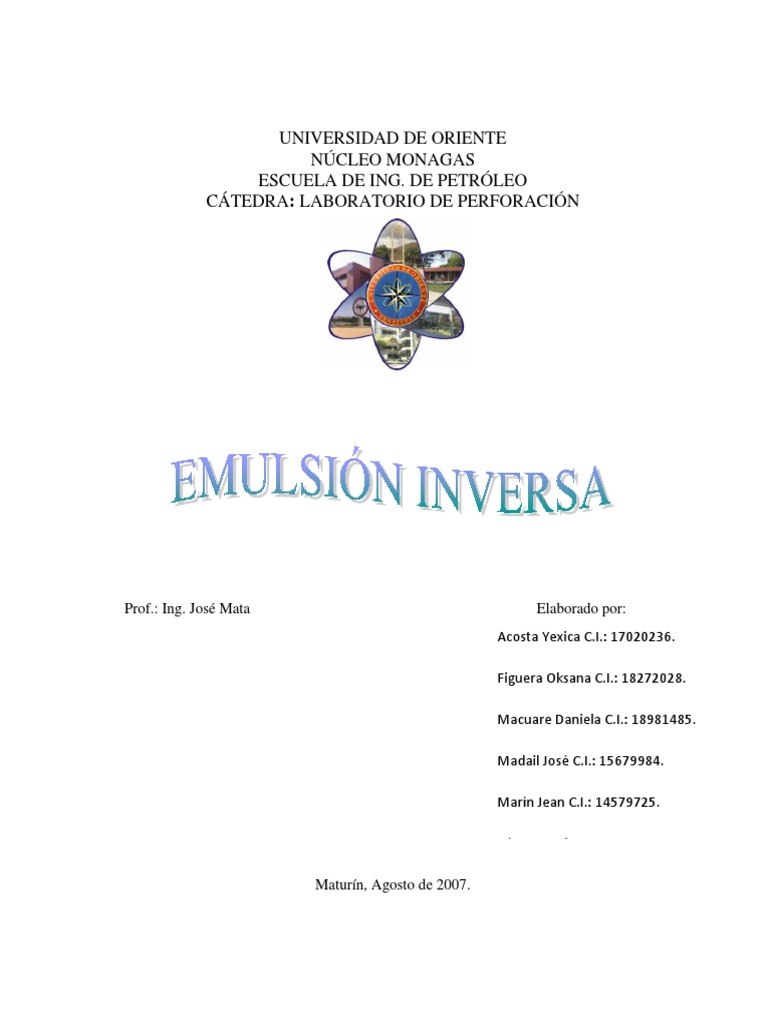 Emulsion Inversa de Lodo Base Aceite | Descargar gratis PDF | Emulsión ...