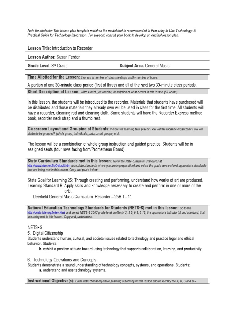 Recorder Manual | PDF | Recorder (Musical Instrument) | Lesson Plan