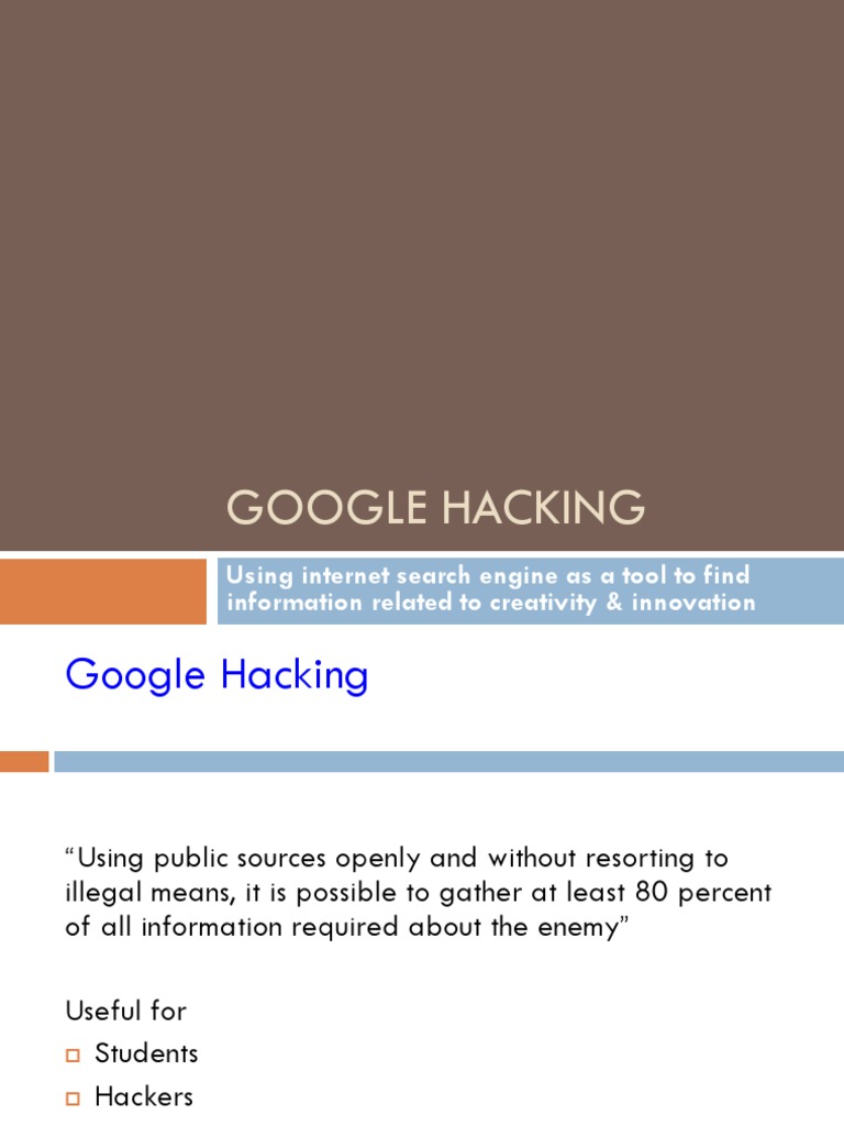 Google Hacking Techniques Explained | PDF | File Format | World Wide Web