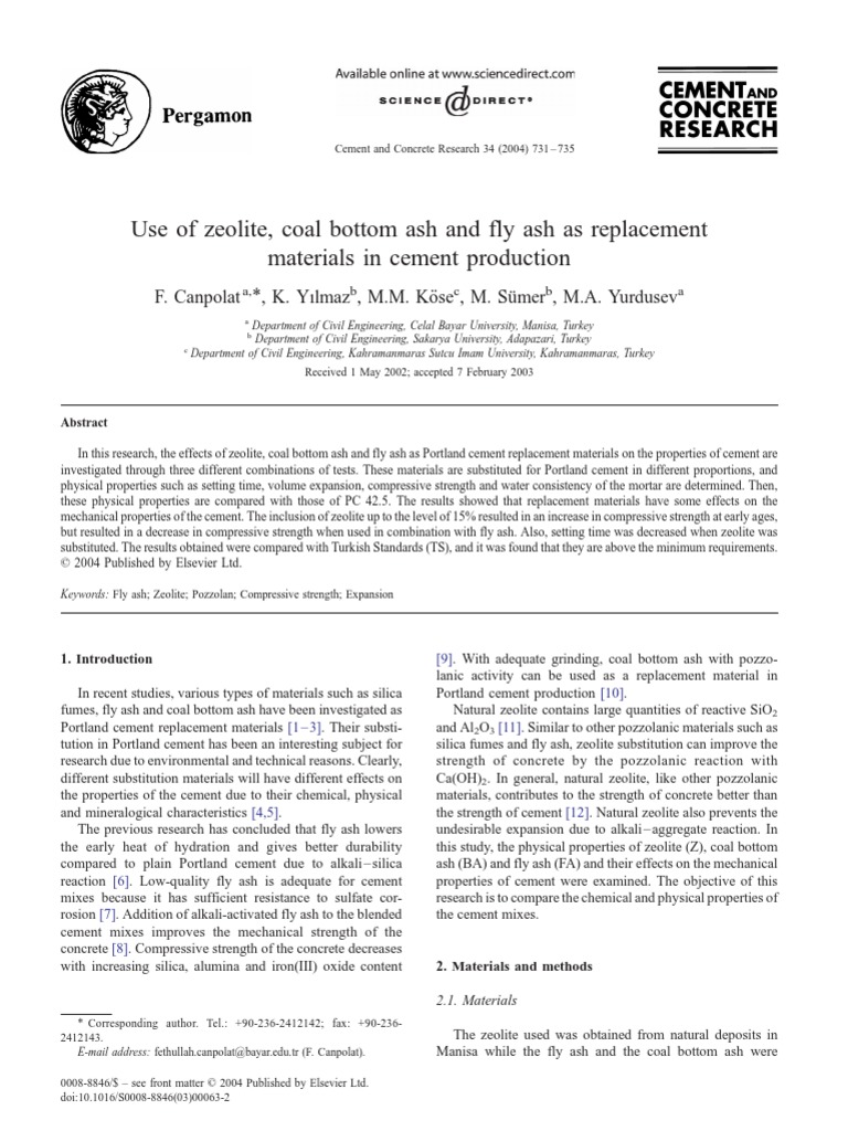 Zeolite and Ash in Cement Production | PDF | Fly Ash | Concrete