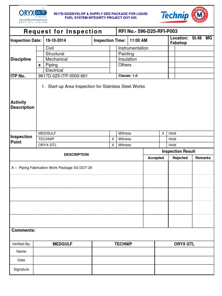 Request For Inspection | PDF