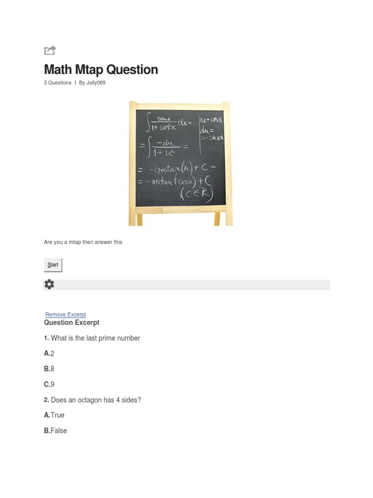 MTAP Math Questions for Students | PDF