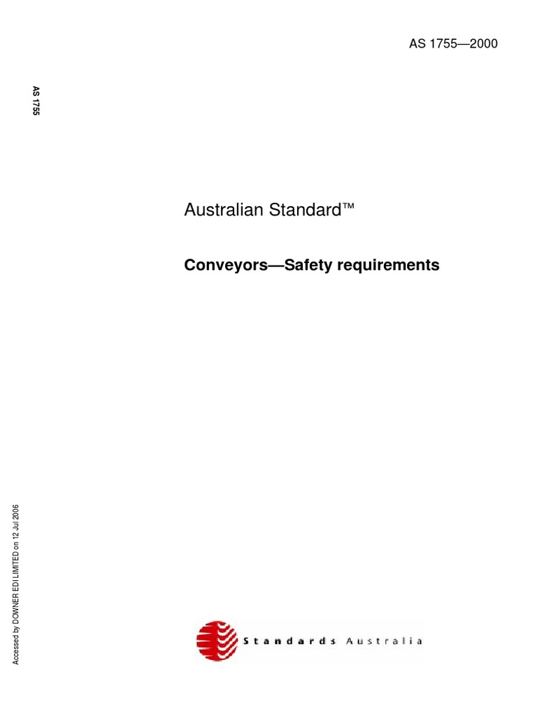AS17552000 Conveyors Safety Requirements PDF Machines Switch
