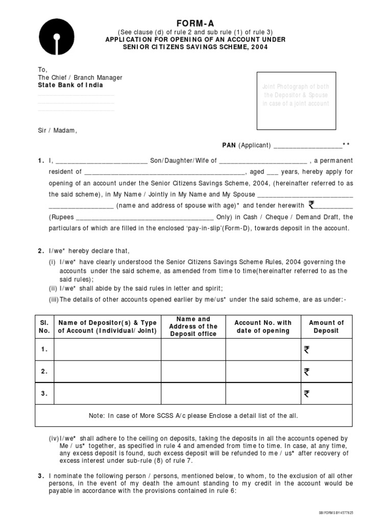 Senior Citizens Savings Scheme Application | PDF | Official Documents ...