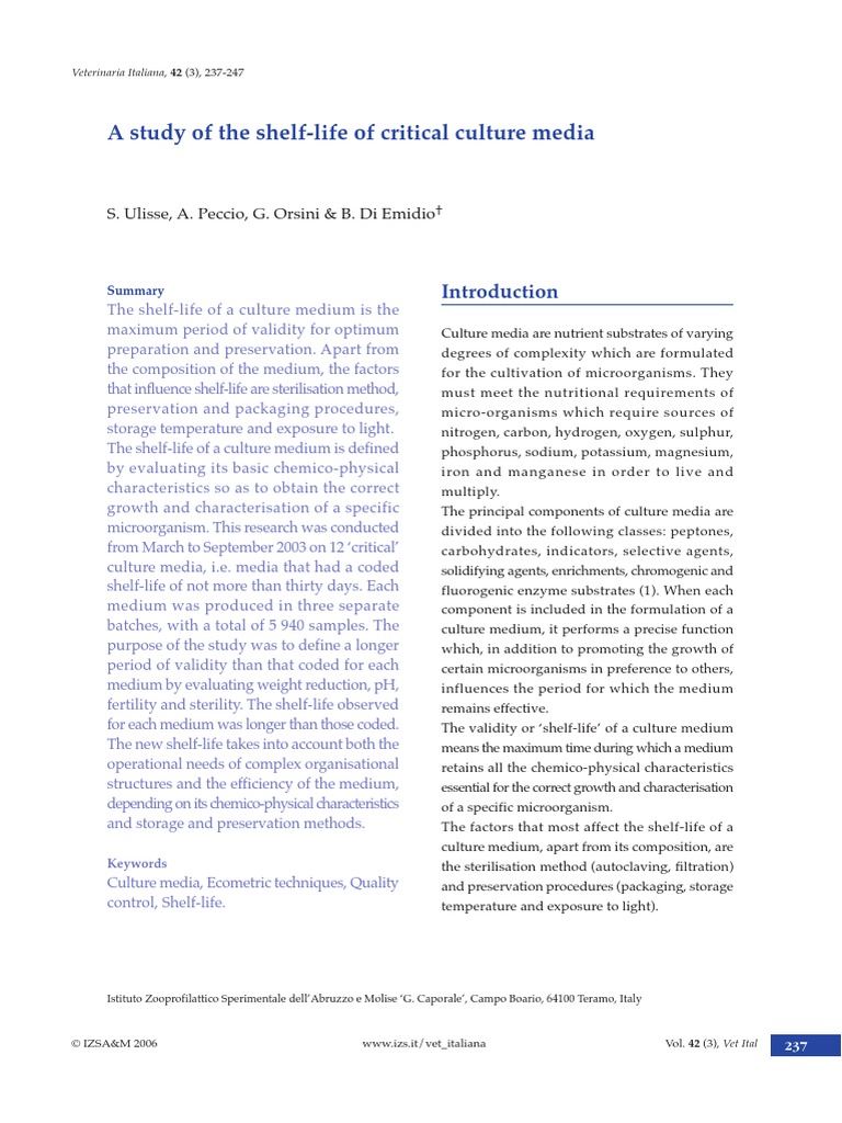 Study of Shelf-Life of Critical Culture Media | PDF | Growth Medium ...
