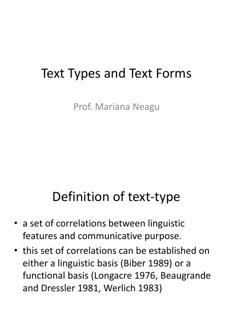 Text Types and Text Forms 11.11.2014 | PDF | Narration | Linguistic ...