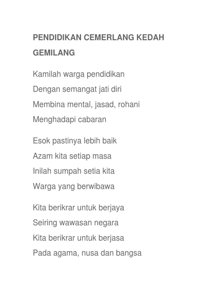 Pendidikan Cemerlang Kedah Gemilang Pdf