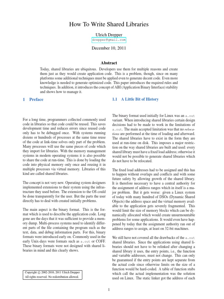 How To Write Shared Libraries | PDF | Library (Computing) | Scope ...