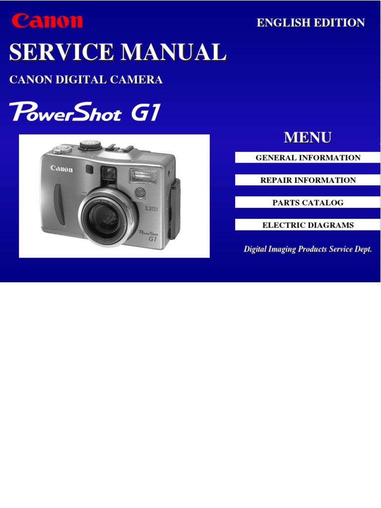 Canon PowerShot G1 service manual | Exposure (Photography) | Shutter Speed
