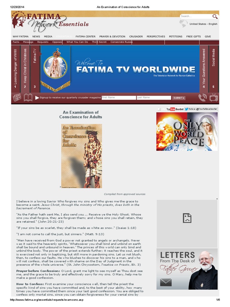 An Examination of Conscience For Adults PDF Confession (Religion