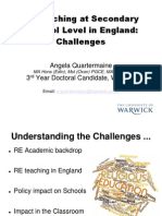 RE Teaching at Secondary School Level in England: Challenges