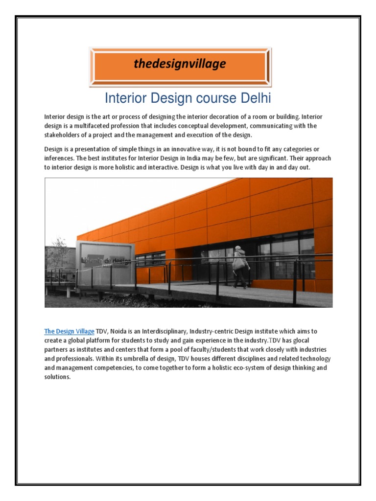 Interior Design Course at TDV, Delhi | PDF | Interior Design | Design
