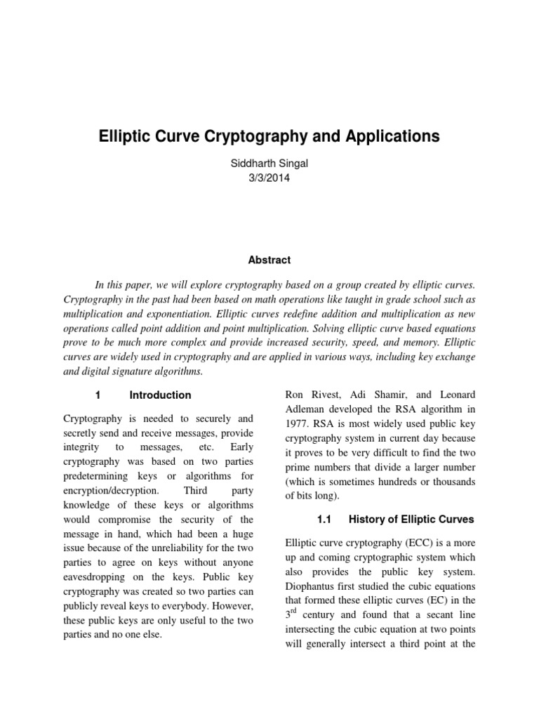 Elliptic Curve Cryptography and Applications | PDF | Public Key ...