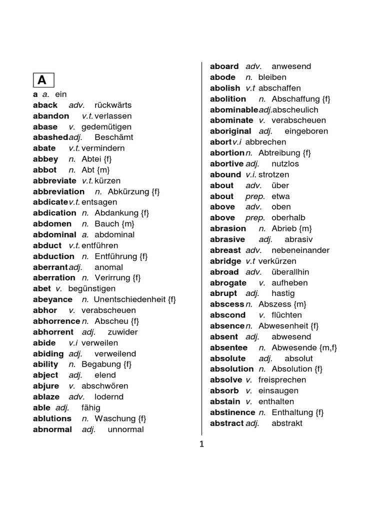 A5 Dictionary ENGLISH - GERMAN