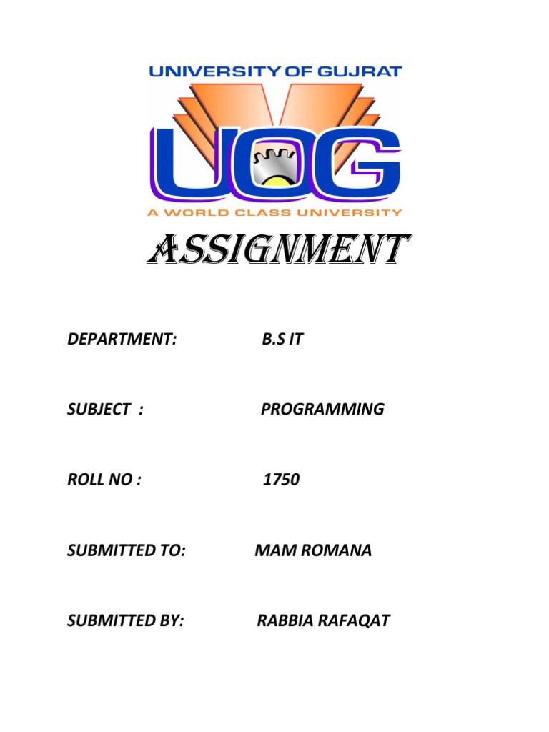 Assignment: Department: B.S It | PDF | Computers