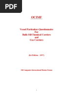 Vessel Particulars Questionnaire For Bulk Oil/Chemical Carriers