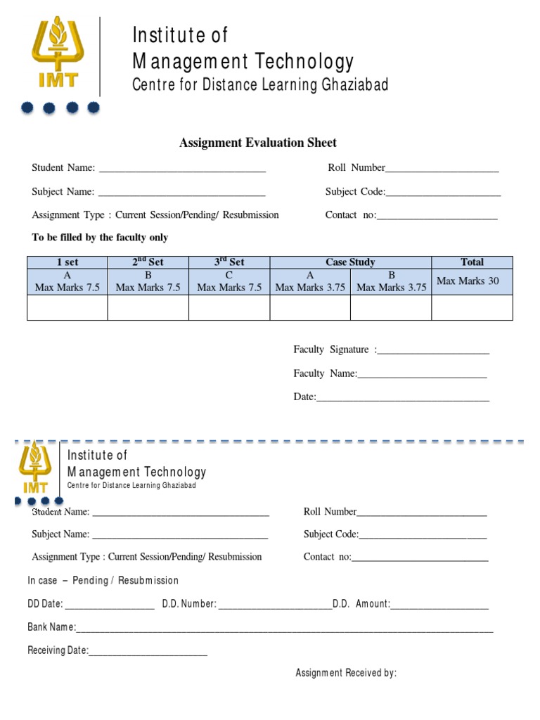 Assignment Evaluation Form | PDF