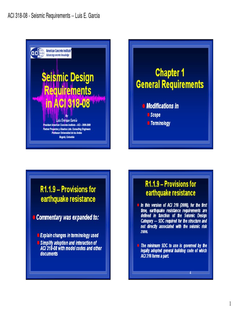 Seismic Requirements Following ACI | PDF