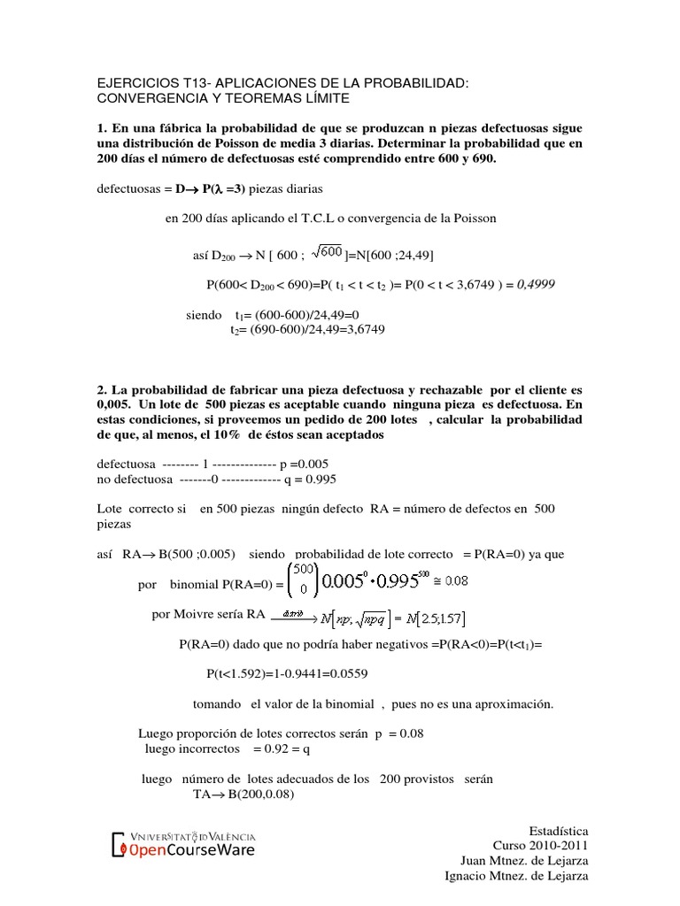 Aplicaciones de la Probabilidad en Estadística | PDF | Distribución de ...