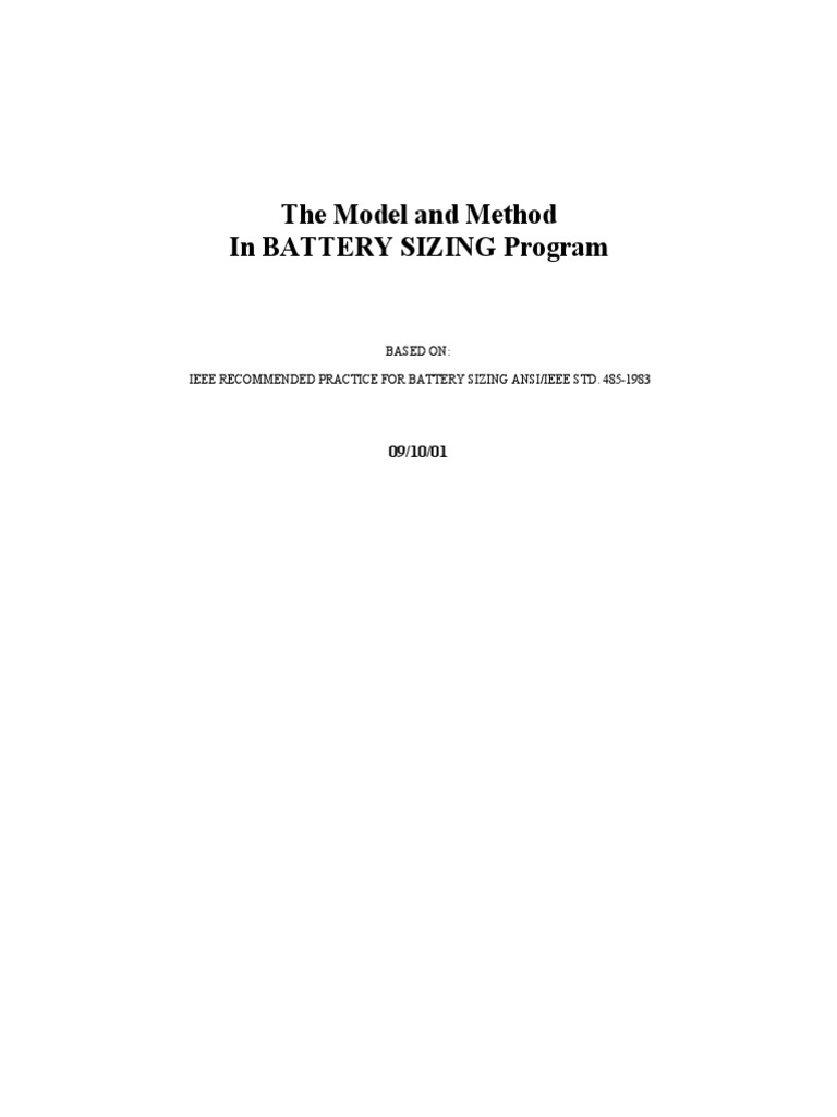 Battery Sizing Calculation Methods | PDF | Battery Charger ...