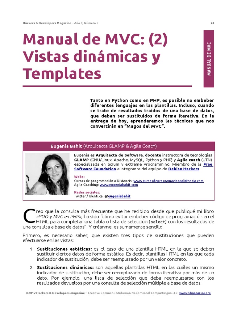 Manual de MVC: (2) Vistas Dinámicas y Templates | PDF | Php | Python ...