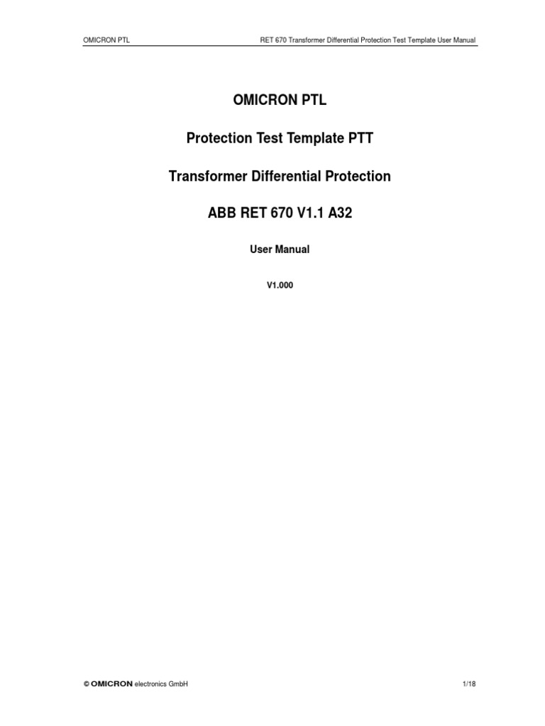 Template Manual Abb Ret 670 v1.1 Enu Tu2.22 v1.000 | PDF | Relay ...