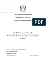 Relatório Determinação Do Ferro Em Solução Em Várias Águas Naturais