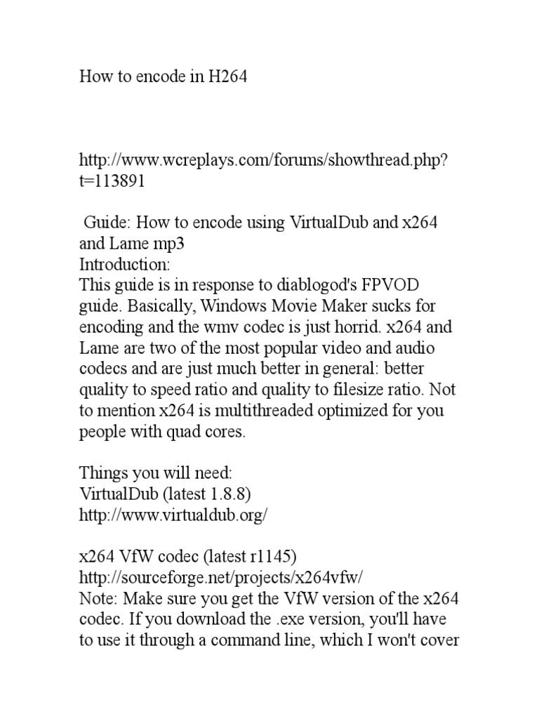 How To Encode in H264 | PDF