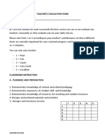 Teachers Evaluation Form