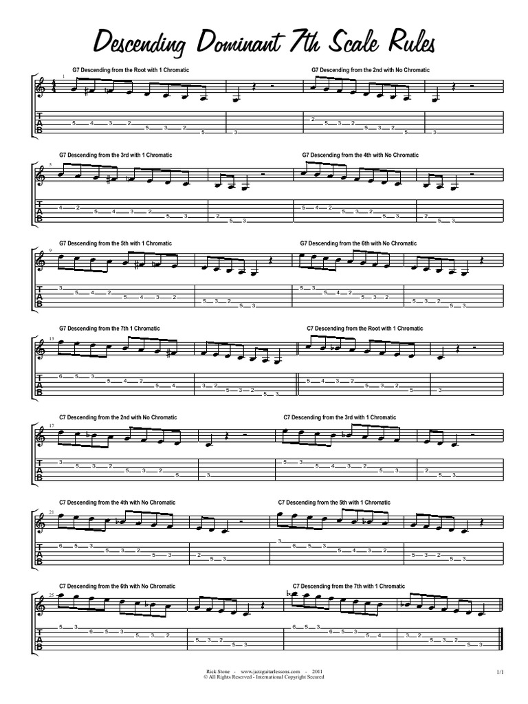 Descending Dominant 7th Scale Rules For G7 and C7 | PDF | Sports ...